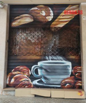 graffiti persiana panaderia cafeteria sant pere de ribes